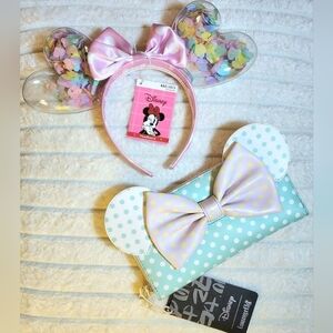 Disney Minnie Mouse Ears Headband and Loungefly Wallet